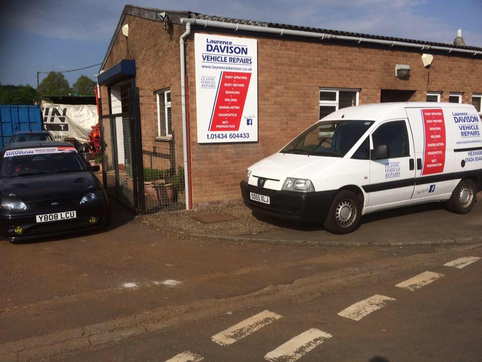 The Laurence Davison Vehicle Repairs workshop and van on Haugh Lane Industrial Estate
